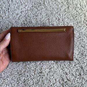 Fossil Leather Wallet with Gold Accent